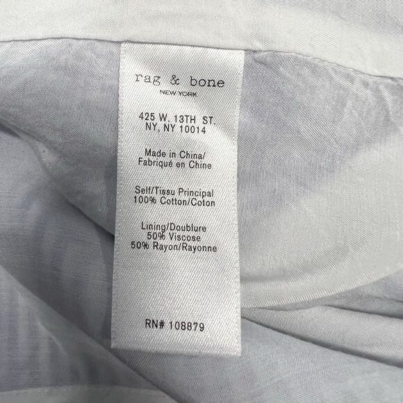 Rag & Bone Drew Off Shoulder Mini Dress Tunic MED Blue Stripe Cotton - Picture 12 of 13